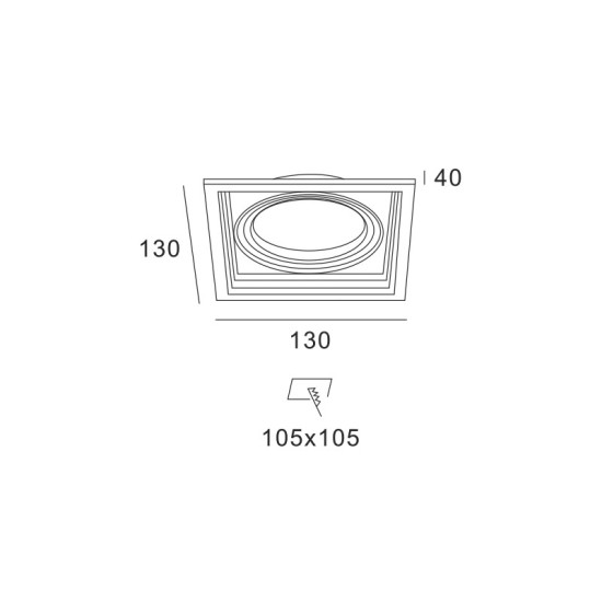 ΣΠΟΤ ΤΕΤΡΑΓΩΝΟ  ΚΙΝΗΤΟ ΧΩΝΕΥΤΟ ΜΟΝΟ ΛΕΥΚΟ 1xGU10 130x130mm