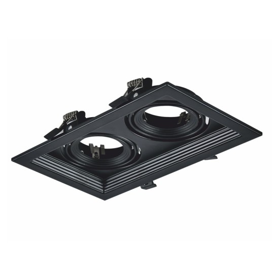 ΣΠΟΤ ΤΕΤΡΑΓΩΝΟ  ΚΙΝΗΤΟ ΧΩΝΕΥΤΟ ΔΙΠΛΟ ΜΑΥΡΟ 2xGU10 130x225mm