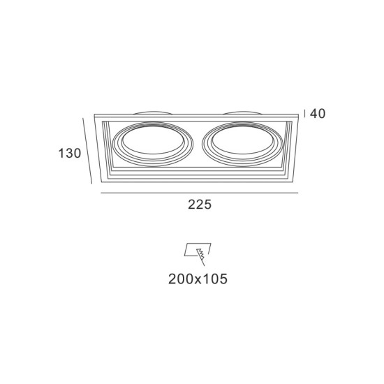 ΣΠΟΤ ΤΕΤΡΑΓΩΝΟ  ΚΙΝΗΤΟ ΧΩΝΕΥΤΟ ΔΙΠΛΟ ΛΕΥΚΟ 2xGU10 130x225mm