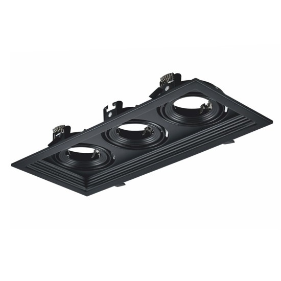 ΣΠΟΤ ΤΕΤΡΑΓΩΝΟ  ΚΙΝΗΤΟ ΧΩΝΕΥΤΟ ΤΡΙΠΛΟ ΜΑΥΡΟ 3xGU10 130x320mm