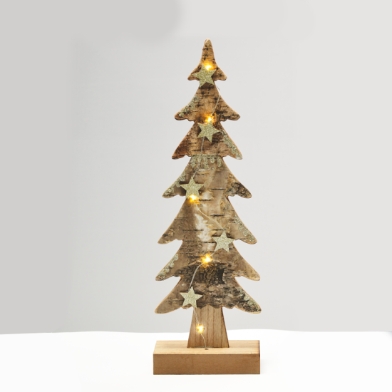 “WOODEN XMAS TREE LIGHT” KΑΦΕ ΔΕΝΤΡΟ-ΜΕΓΑΛΟ 5 LED ΛΑΜΠΑΚ ΜΠΑΤΑΡ(2xAAA) ΘΕΡΜΟ ΛΕΥΚΟ IP20 13x7x40cm