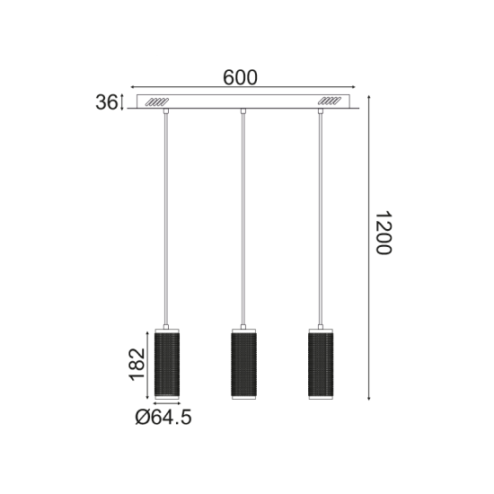 ^ΚΡΕΜΑΣΤΟ Φ/Σ 3XGU10 ΜΑΥΡΟ ΑΛΟΥΜΙΝΙΟ 6,5X60XH122CM MEGATRON1