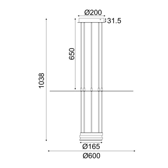 ΚΡΕΜΑΣΤΟ ΦΩΤΙΣΤΙΚΟ LED 18W 3000K  1260LM ELIA ΜΑΥΡΟ ΜΕΤ/ΚΟ IP20 D60XH104CM 