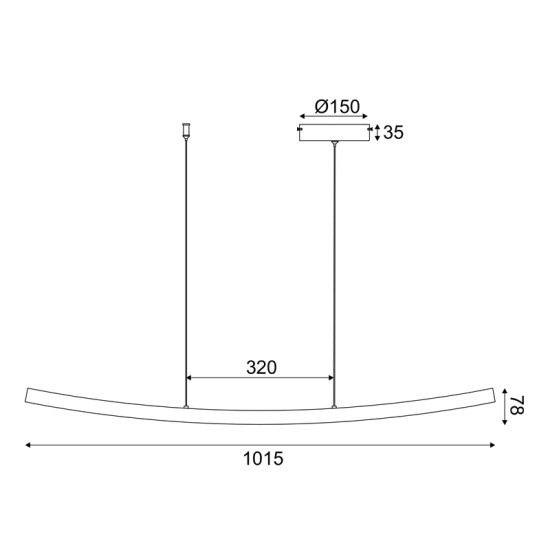 ΚΡΕΜΑΣΤΟ ΦΩΤΙΣΤΙΚΟ LED 20W 3000K 1400LM  ΜΑΥΡΟ ΑΛΟΥΜΙΝΙΟ IP20 102X15X110CM