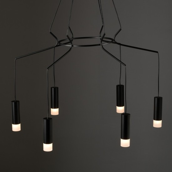 ^ΚΡΕΜΑΣΤΟ Φ/Σ 6ΧG9 ΜΑΥΡΟ ΑΛΟΥΜΙΝΙΟ 6x D3,6XH13CM ΚΑΛΩΔΙΟ 1,3M TERES