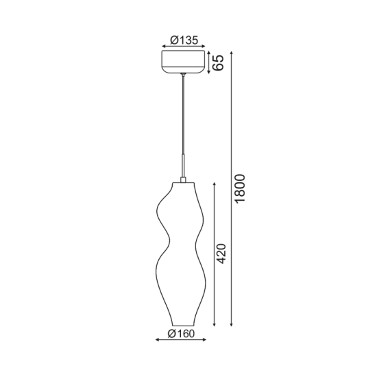 ^ΚΡΕΜΑΣΤΟ Φ/Σ LED 20W 3000K 1600LM 360º ΑΚΡΥΛΙΚΟ D16ΧH180CM CARYATID