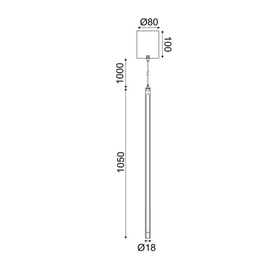 ΚΡΕΜΑΣΤΟ ΦΩΤΙΣΤΙΚΟ LED 18W DIM ΑΦΗΣ 3000K 920LM  ΛΕΥΚΟ ΜΕΤ/ΚΟ IP20 D8XD1,8XH250CM