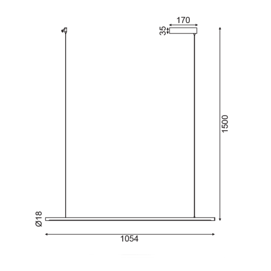 ^ΚΡΕΜΑΣΤΟ Φ/Σ LED 18W 3000K 1440LM ΜΑΥΡΟ ΑΛΟΥΜΙΝΙΟ DIMMER ΑΦΗΣ 105Χ1,8ΧΗ150CM AVENUE