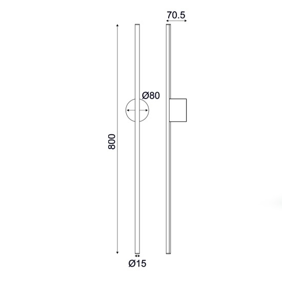 ΕΠΙΤΟΙΧΟ ΦΩΤΙΣΤΙΚΟ LED 15W 3000K 970LM  ΜΑΥΡΟ ΜΕΤ/ΚΟ IP20 7,5X8X80CM