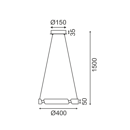 ^ΚΡΕΜΑΣΤΟ Φ/Σ LED 23W 3000K 1840LM ΜΑΥΡΟ ΑΛΟΥΜΙΝΙΟ D40XH150CM THEMIDA