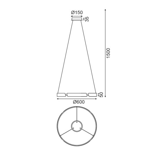 ^ΚΡΕΜΑΣΤΟ Φ/Σ LED 34W 3000K 2720LM ΜΑΥΡΟ ΑΛΟΥΜΙΝΙΟ D60XH150CM THEMIDA