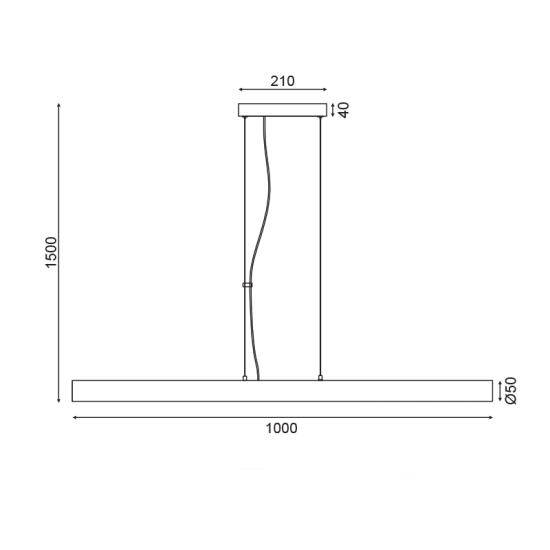 ^ΚΡΕΜΑΣΤΟ Φ/Σ LED 36W 3000K 2880LM 360° ΜΑΥΡΟ ΜΕΤ/ΚΟ+PVC 100XD5XH150CM YODA