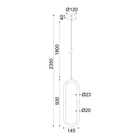 ΚΡΕΜΑΣΤΟ ΦΩΤΙΣΤΙΚΟ LED 8W 3000K 560LM  ΧΡΩΜΙΟ ΜΕΤ/ΚΟ IP20 15Χ2,3ΧH230CM