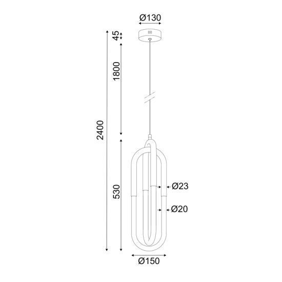 ΚΡΕΜΑΣΤΟ ΦΩΤΙΣΤΙΚΟ LED 16W 3000K 1120LM  ΟΡΕΙΧΑΛΚΟ ΜΕΤ/ΚΟ 15X15XH230CM