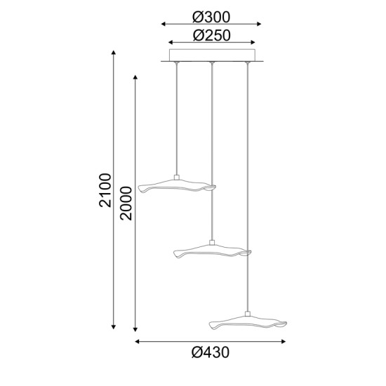 ΚΡΕΜΑΣΤΟ ΦΩΤΙΣΤΙΚΟ LED 15W 3000K 1050LM  ΟΡΕΙΧΑΛΚΟ ΜΕΤ/ΚΟ IP20 D43XH210CM