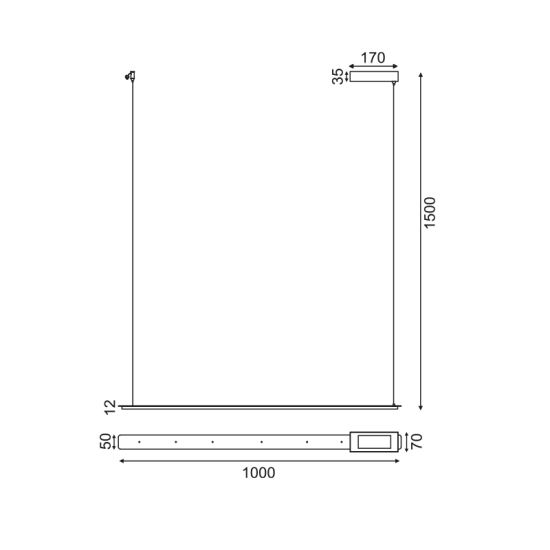 ^ΚΡΕΜΑΣΤΟ Φ/Σ LED 20W 3000K 1600LM ΜΑΥΡΟ ΑΛΟΥΜΙΝΙΟ 100Χ5ΧH150CM ATLANTIS