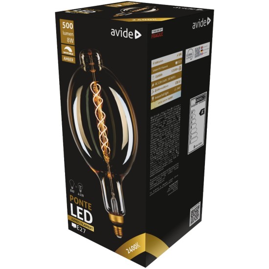 ΛΑΜΠΤΗΡΑΣ LED Filament Ponte 180x385mm Amber 8W E27 2400K Dimmable