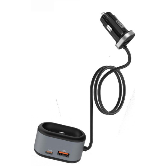 XO CC29 4 in 1 Car Charger (PD+QC3.0+2.4A+ TWS Gen 1/2 Lightning Charging Port) Black+Grey