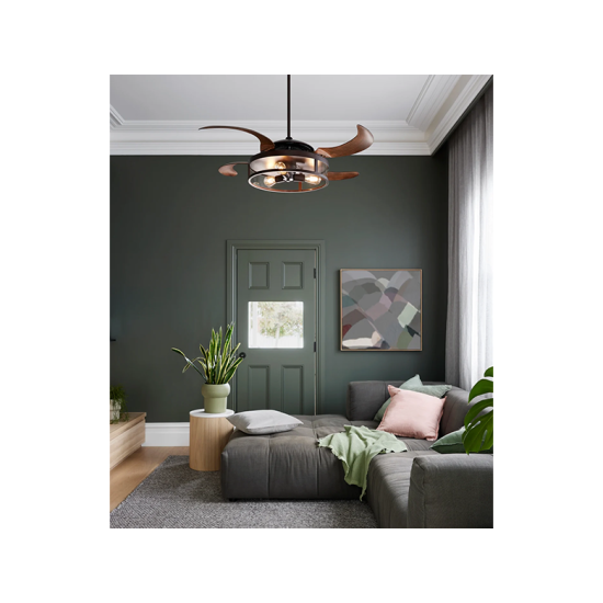 ΑΝΕΜΙΣΤΗΡΑΣ ΟΡΟΦΗΣ  ΜΕ ΑΝΑΔ/ΝΑ ΠΤΕΡΥΓΙΑ 60W ΑC ΜΕ ΦΩΣ (3XE27) & ΤΗΛ/ΡΙΟ  Ø122 CLASSIC ORB ΚΑΦΕ 