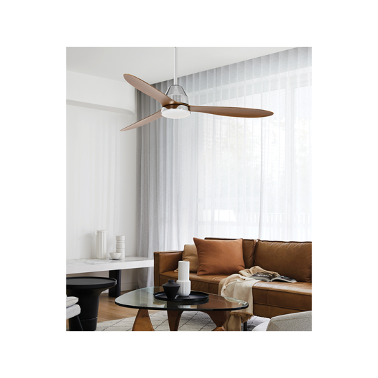 ΑΝΕΜΙΣΤΗΡΑΣ ΟΡΟΦΗΣ ΕΞΩΤ. ΧΩΡΟΥ  ΜΕ ΦΩΣ & ΤΗΛ/ΡΙΟ Ø142CM 35W DC WHITEHAVEN  BRUSHED CHROME/DARK KOA