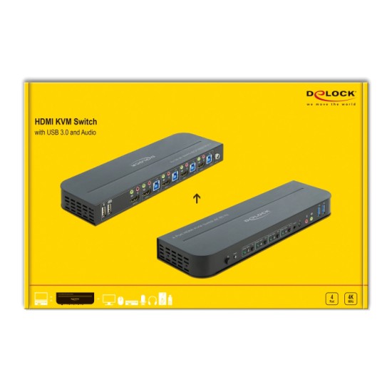 DELOCK HDMI KVM Switch 11483, 4 ports, USB 3.0, 3.5mm, 4K/60Hz, μαύρο DELOCK HDMI KVM Switch 11483, 4 ports, USB 3.0, 3.5mm, 4K/60Hz, μαύρο