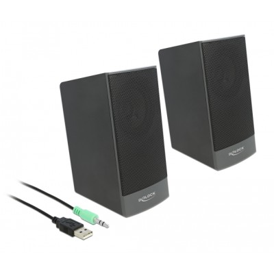 DELOCK ηχεία 2.0 27001, stereo, USB & 3.5mm, μαύρα DELOCK ηχεία 2.0 27001, stereo, USB & 3.5mm, μαύρα