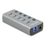 DELOCK USB hub με διακόπτες 63262, 5x USB, 5Gbps, 2.4A, γκρι