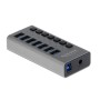 DELOCK USB hub με διακόπτες 63669, 7x USB, 5Gbps, LED, γκρι