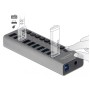 DELOCK USB hub με διακόπτες 63670, 10x USB, 5Gbps, LED, γκρι