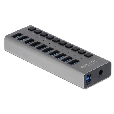 DELOCK USB hub με διακόπτες 63670, 10x USB, 5Gbps, LED, γκρι DELOCK USB hub με διακόπτες 63670, 10x USB, 5Gbps, LED, γκρι