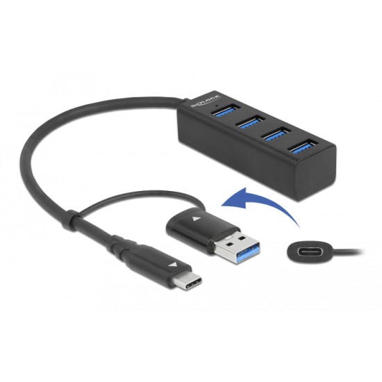 DELOCK USB hub 63828 4x USB 3.2 Gen 1, 5Gbps, μαύρο