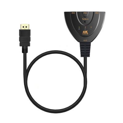 POWERTECH HDMI Switch 3x1 pigtail, 4K x 2K & 3D, 0.50m, Black POWERTECH HDMI Switch 3x1 pigtail, 4K x 2K & 3D, 0.50m, Black