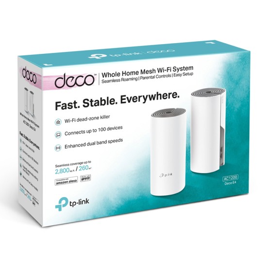 TP-LINK Home Mesh Wi-Fi System DECO E4, AC1200, 2τμχ, Ver. 2.0