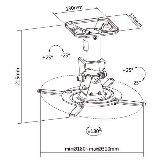 BRATECK Βάση για projectors EPB-2, οροφής, 360° περιστροφή, 15kg BRATECK Βάση για projectors EPB-2, οροφής, 360° περιστροφή, 15kg