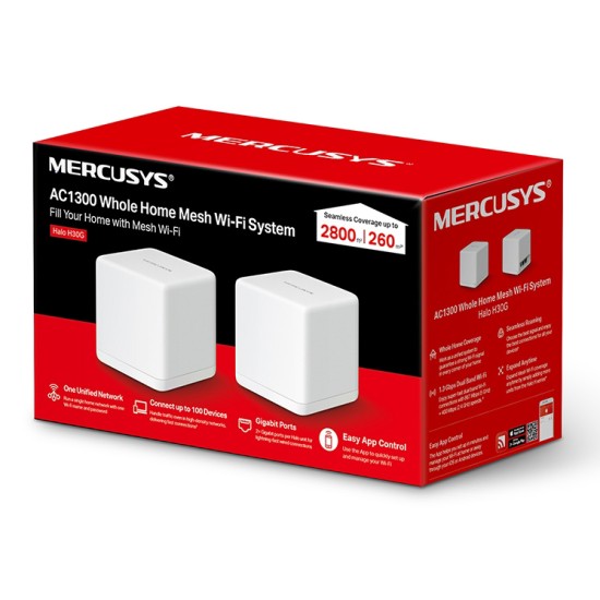 MERCUSYS Mesh Wi-Fi System Halo H30G, 1.3Gbps Dual Band, 2τμχ, Ver. 1.0