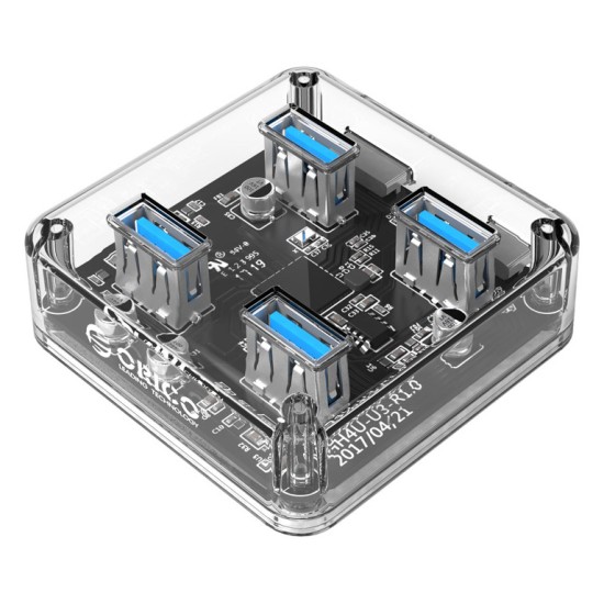 ORICO USB hub MH4U-U3, 4x USB, 5Gbps, διάφανο