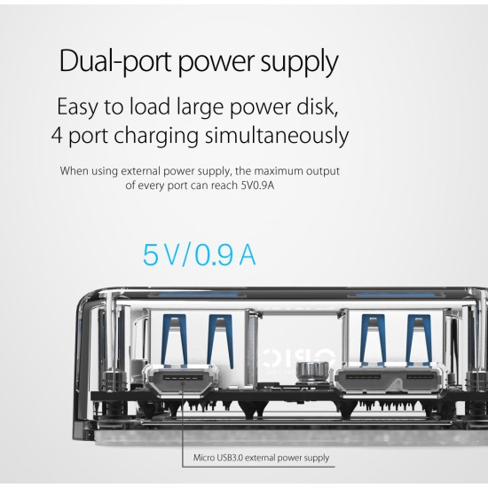 ORICO USB hub MH4U-U3, 4x USB, 5Gbps, διάφανο