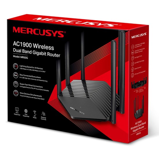 MERCUSYS Wireless Gigabit Router MR50G, AC1900, Dual Band, Ver. 1.0