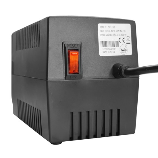 σταθεροποιητής ρεύματος PT-AVR-1500, 1500VA, 3x έξοδοι πρίζας