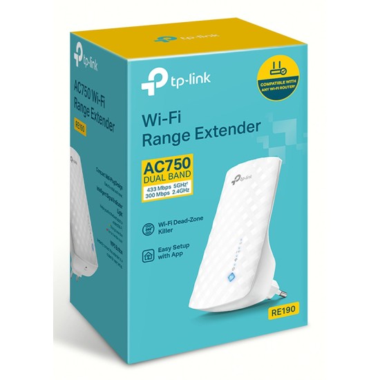 TP-LINK AC750 Wi-Fi Range Extender RE190, dual band, Ver. 4.0