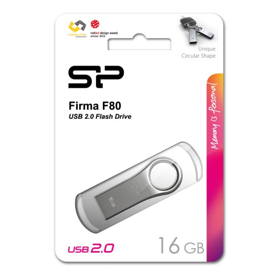 SILICON POWER USB Flash Drive Firma F80, 16GB, USB 2.0, Silver