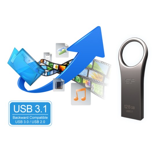 SILICON POWER USB Flash Drive Jewel 80, 32GB, USB 3.2 Gen 1, Titanium