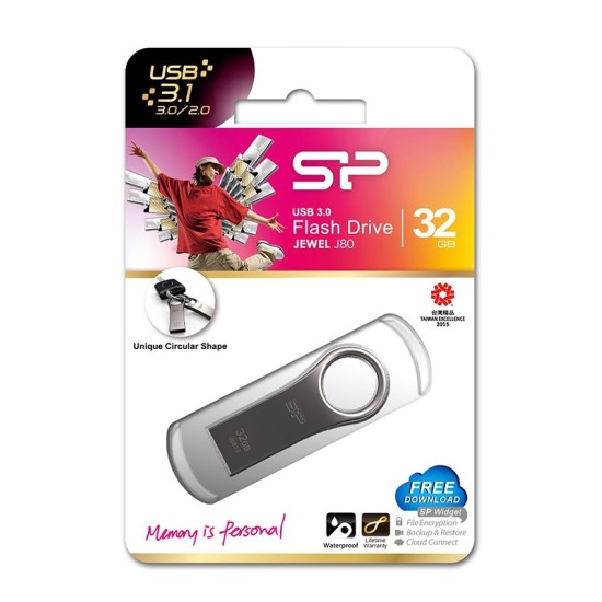 SILICON POWER USB Flash Drive Jewel 80, 32GB, USB 3.2 Gen 1, Titanium