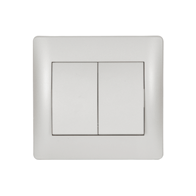 RHYME TWO BUTTONS ONE WAY SWITCH WHITE METALLIC RHYME TWO BUTTONS ONE WAY SWITCH WHITE METALLIC
