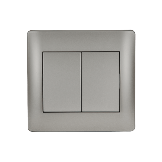 RHYME TWO BUTTONS ONE WAY SWITCH GREY METALLIC