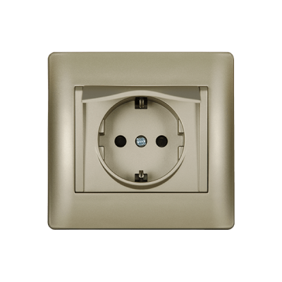 RHYME GERMAN TYPE SOCKET WITH COVER CHAMPAGNE METALLIC RHYME GERMAN TYPE SOCKET WITH COVER CHAMPAGNE METALLIC