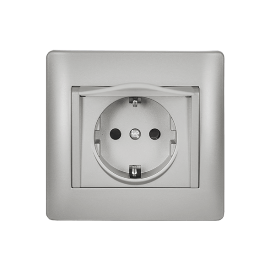 RHYME GERMAN TYPE SOCKET WITH COVER GREY METALLIC