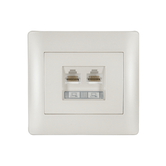 RHYME COMPUTER SOCKET (DOUBLE) WHITE METALLIC