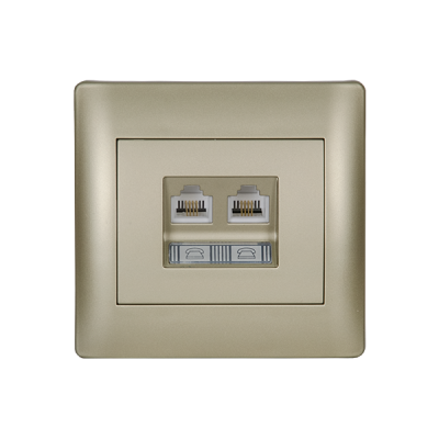 RHYME COMPUTER SOCKET (DOUBLE) CHAMPAGNE METALLIC