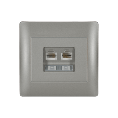 RHYME COMPUTER SOCKET (DOUBLE) GREY METALLIC RHYME COMPUTER SOCKET (DOUBLE) GREY METALLIC